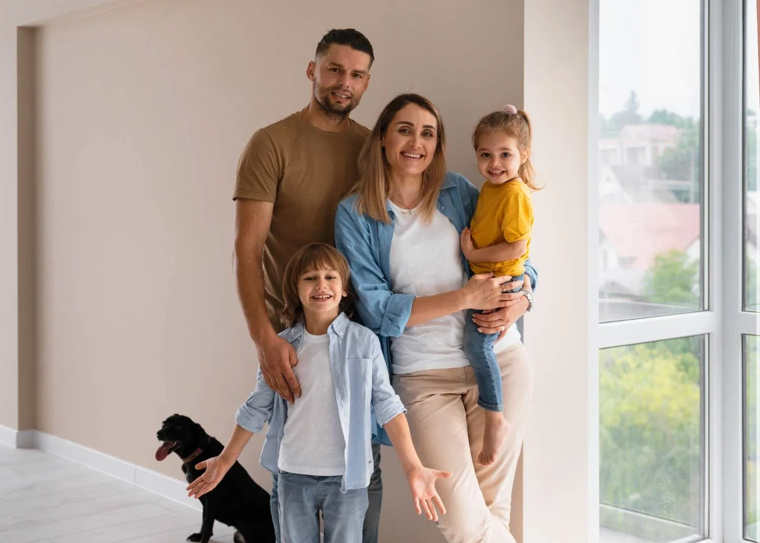 Family reviewing insurance options at home